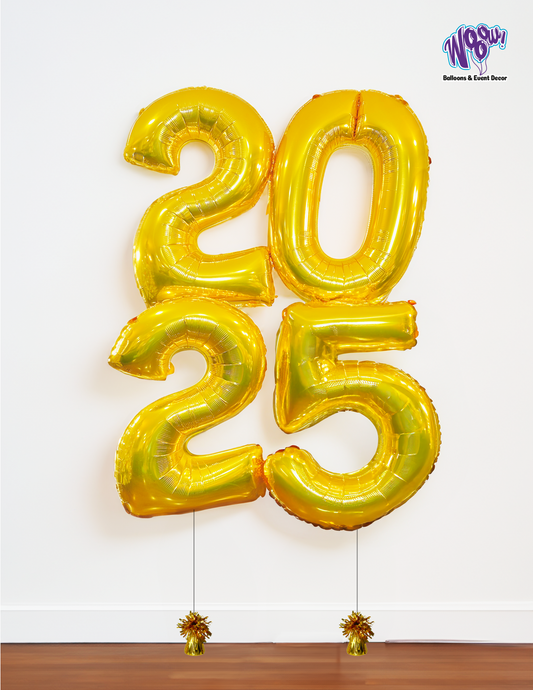 New Year 2026 number balloons Toronto gold foil helium Wooow Balloons