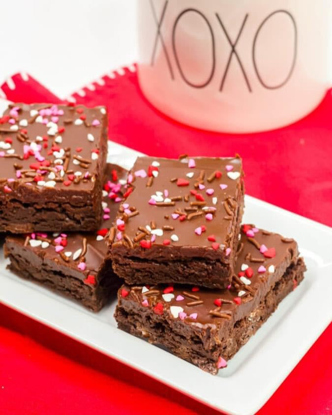 Chocolate Brownies decorated for Valentine’s Day