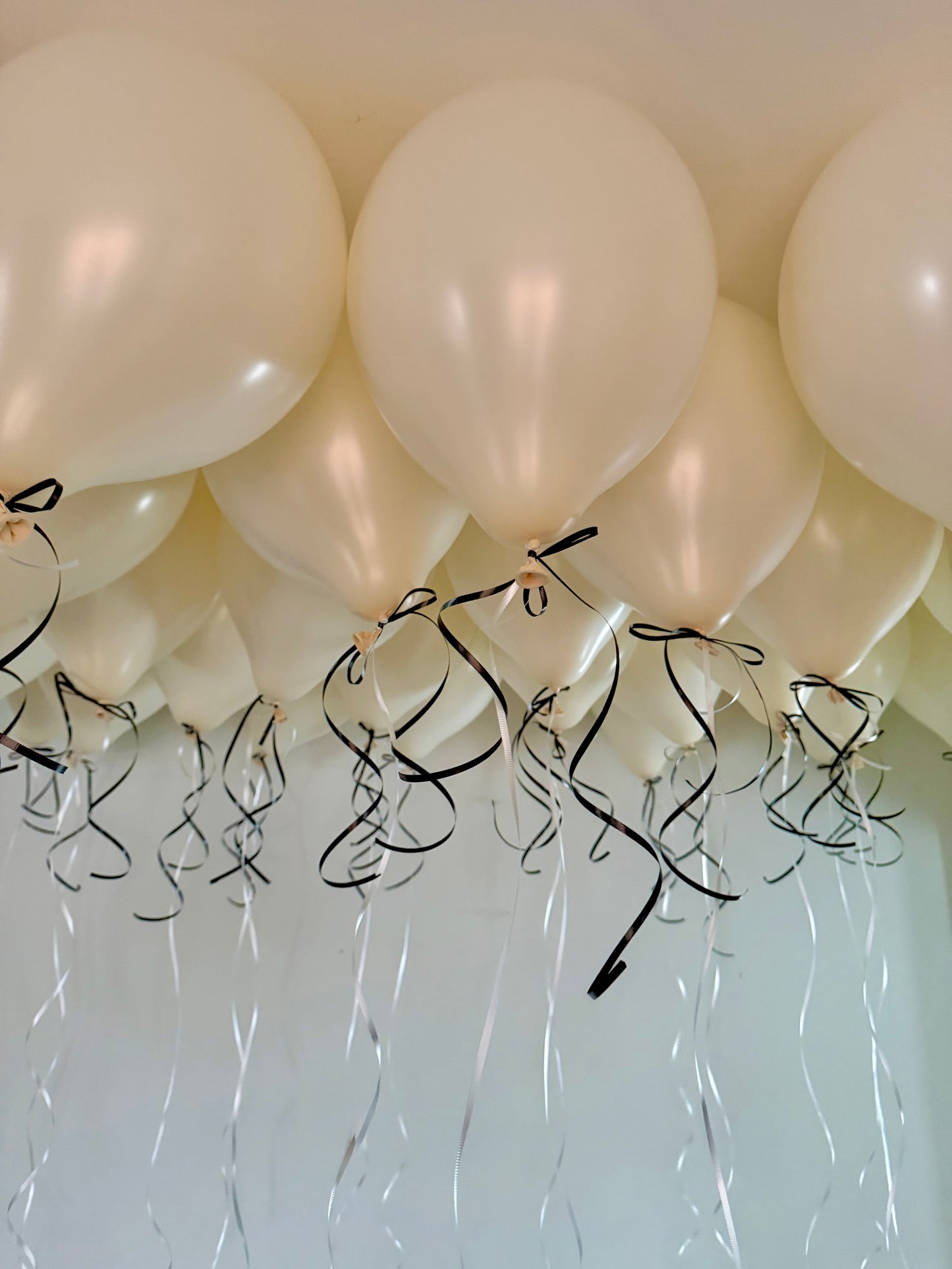 Coquette Balloons with helium-filled biodegradable balloons and decorative bows.