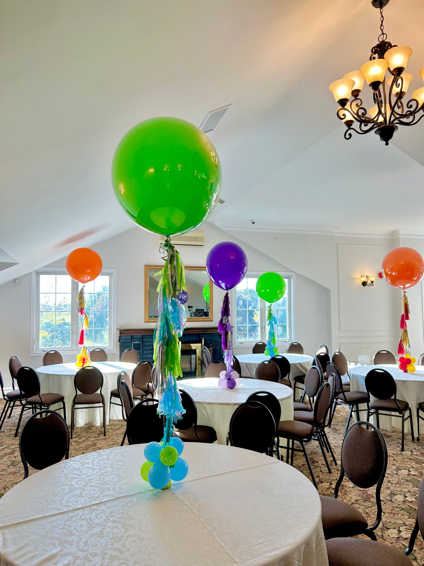 24" Helium Balloon Centrepiece with Tassels and Weight in Toronto