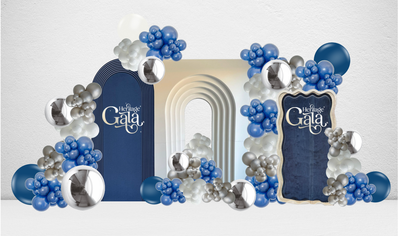 Luxury Gala Balloon Set Up with custom balloon garlands and backdrops in Toronto