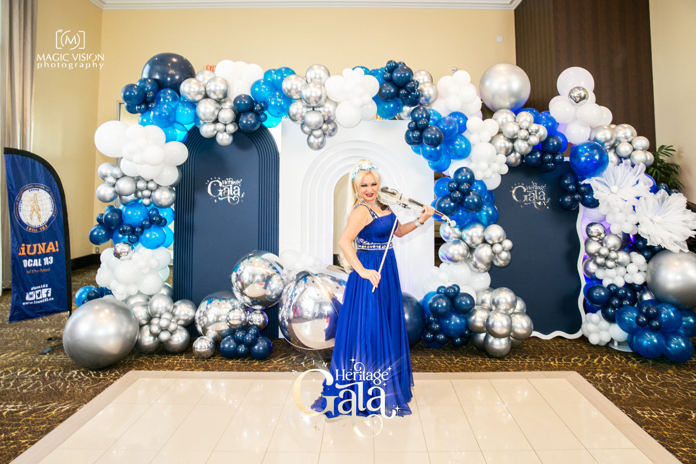Luxury Gala Balloon Set Up with custom balloon garlands and backdrops in Toronto