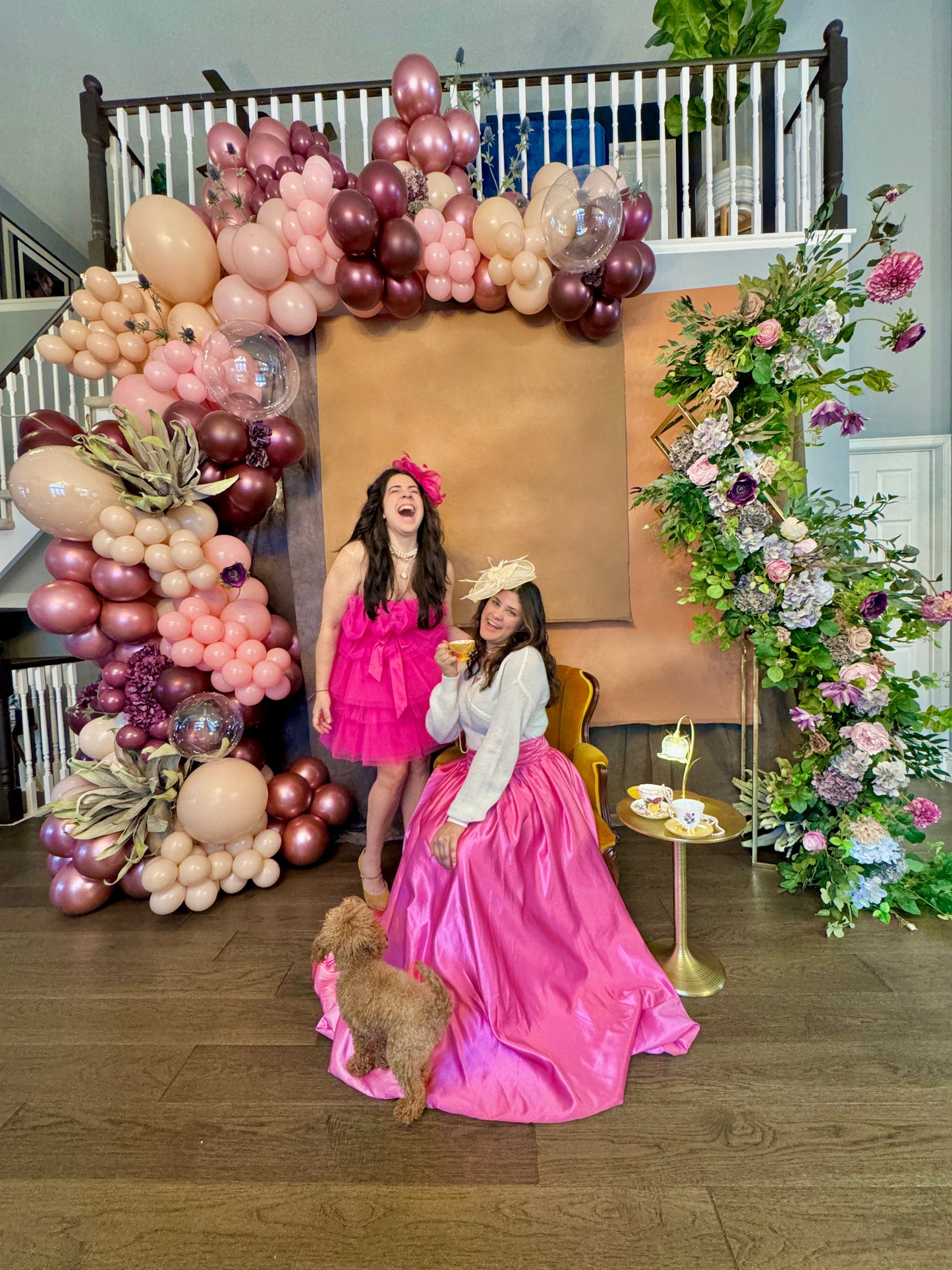 Balloon Grland with floral accents for tea party in Toronto