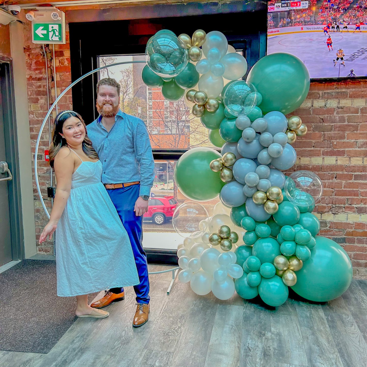 Olive Green Balloon Arch with 8ft Garland and Round Arch Frame Rental in Toronto