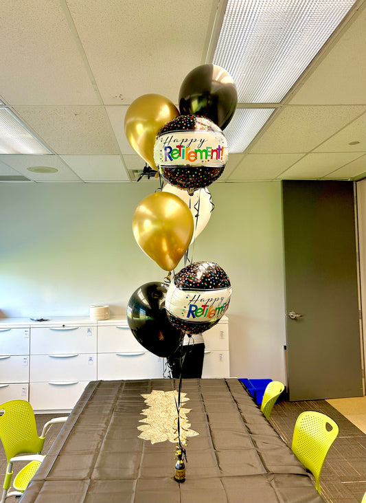 retirement balloon bouquet filled with helium in toronto by wooow balloons