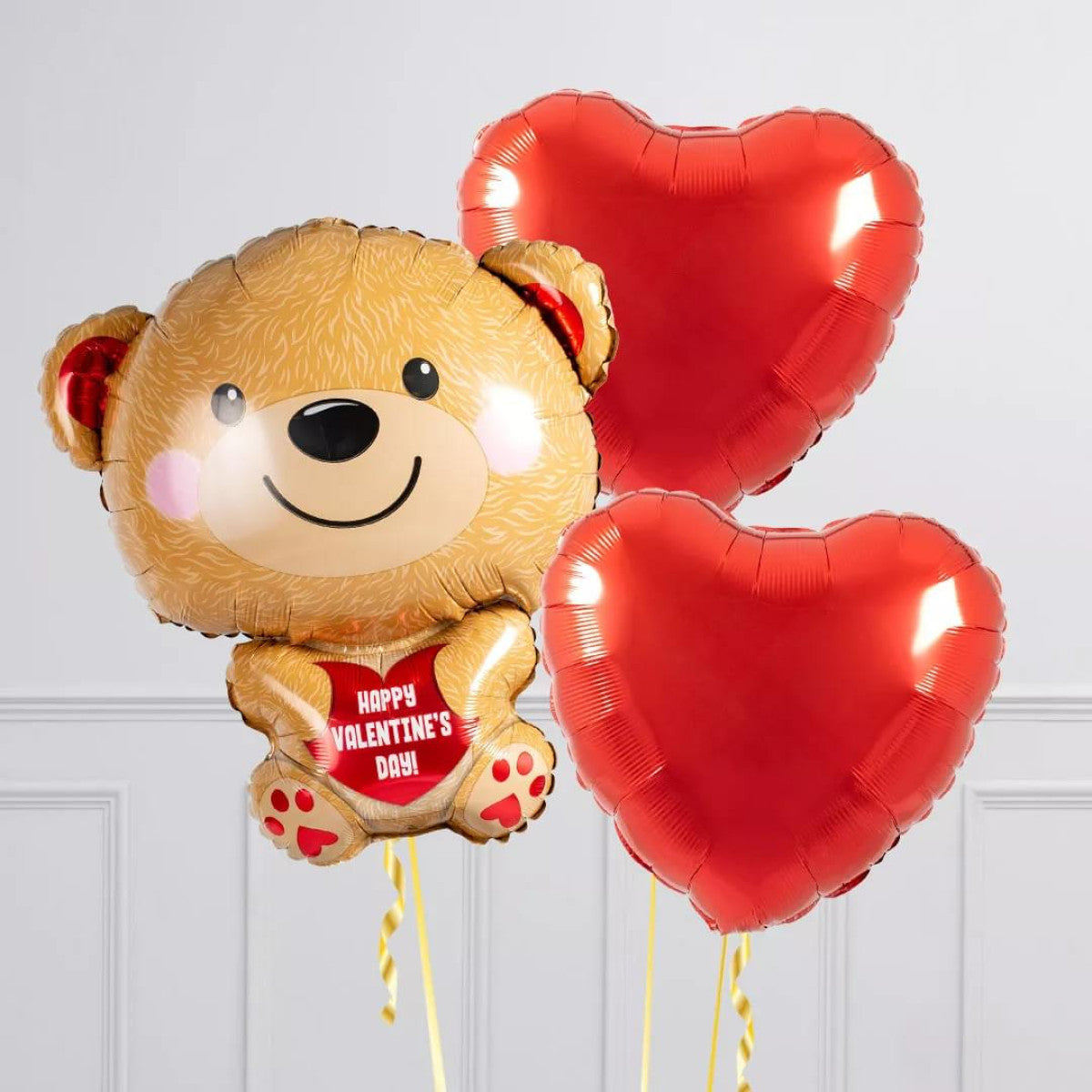 Valentine’s Cutie Teddy Bear Balloon Bunch featuring a Teddy Bear supershape and heart-shaped balloons.