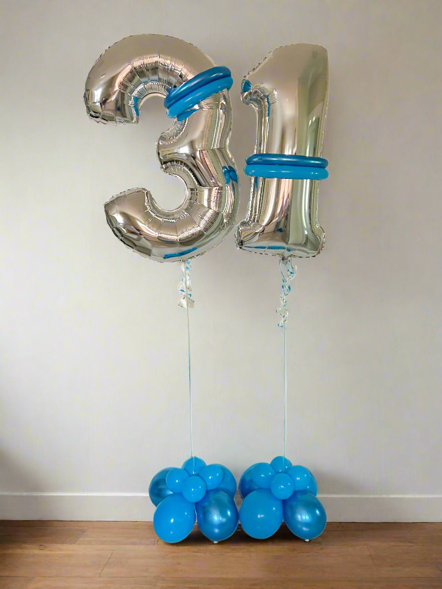 Wooow Balloon Numbers 32” helium-filled foil balloons in Rose Gold, Gold, or Silver in Toronto