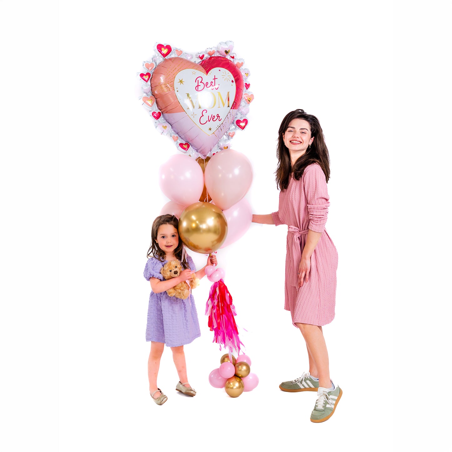 Mother and daughter holding luxury Mother’s Day helium balloon bouquet in Toronto