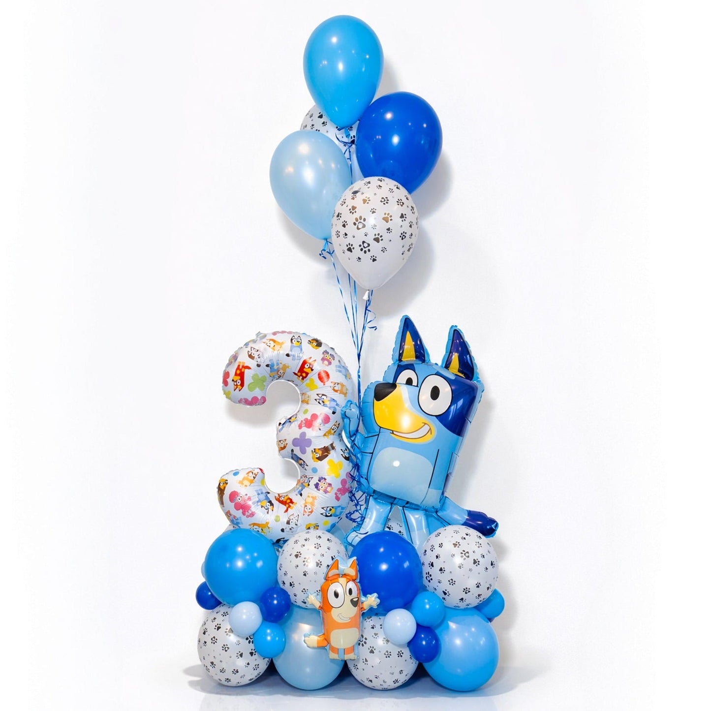 Bluey birthday balloons Toronto custom blue balloon bouquet by Wooow Balloons