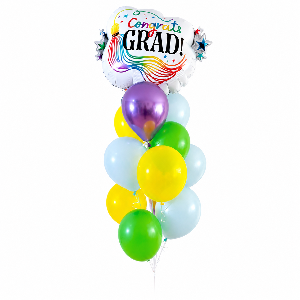 Congratulations graduation balloon bouquet with colorful balloons for graduation celebrations
