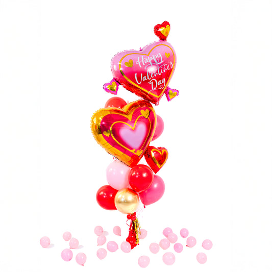 Double Heart Valentine Balloon Bouquet with two oversized heart balloons – Valentines balloons Toronto