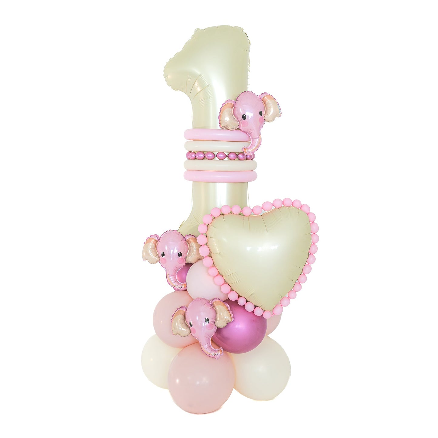 Pink elephant birthday balloons Toronto custom arrangement by Wooow Balloons