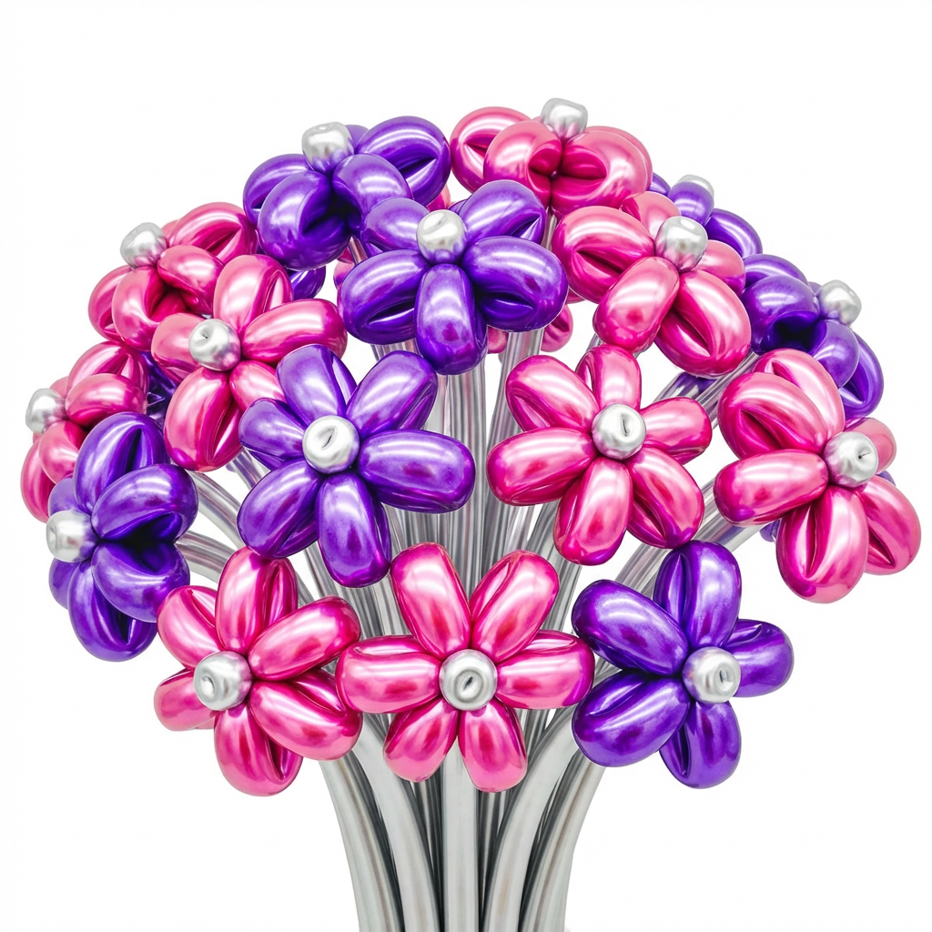 Flower balloon bouquet in Toronto made with 260 balloons in custom colours
