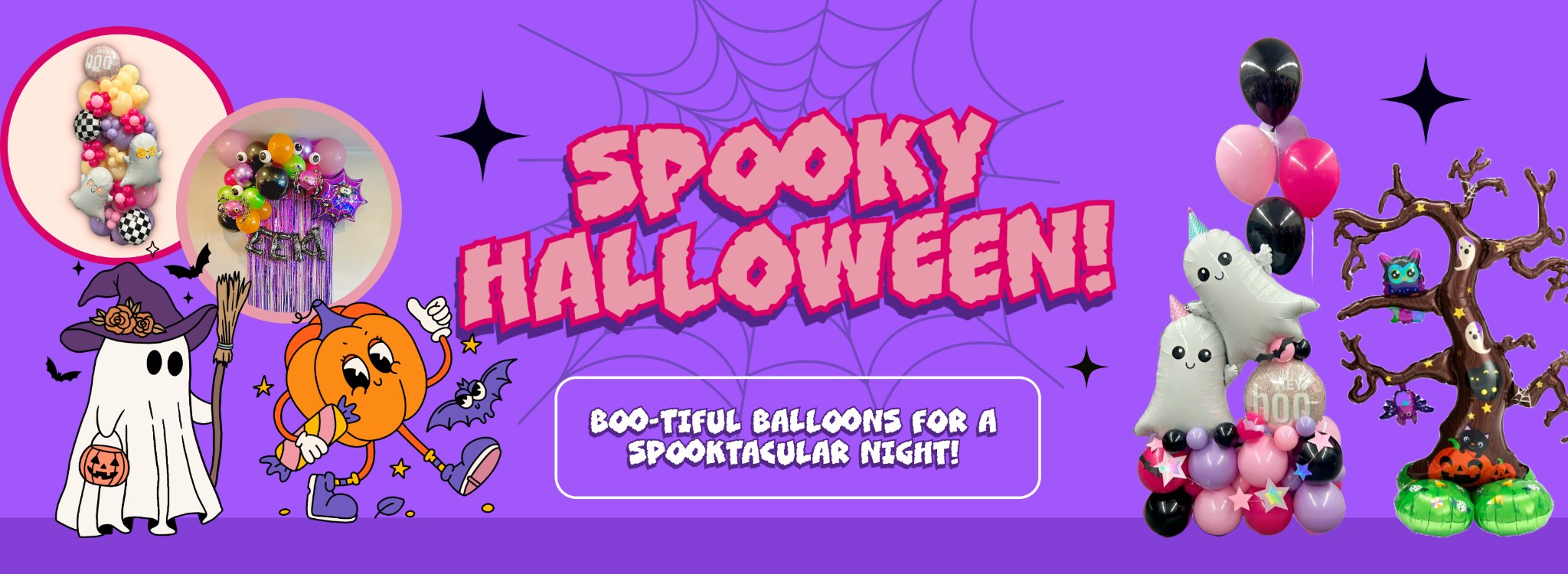 Halloween balloon decorations in Toronto – Wooow Balloons creates spooky balloon garlands and ghost-themed balloon displays for parties and events.