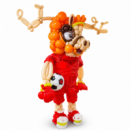 Large event balloon display with handcrafted themed character decor