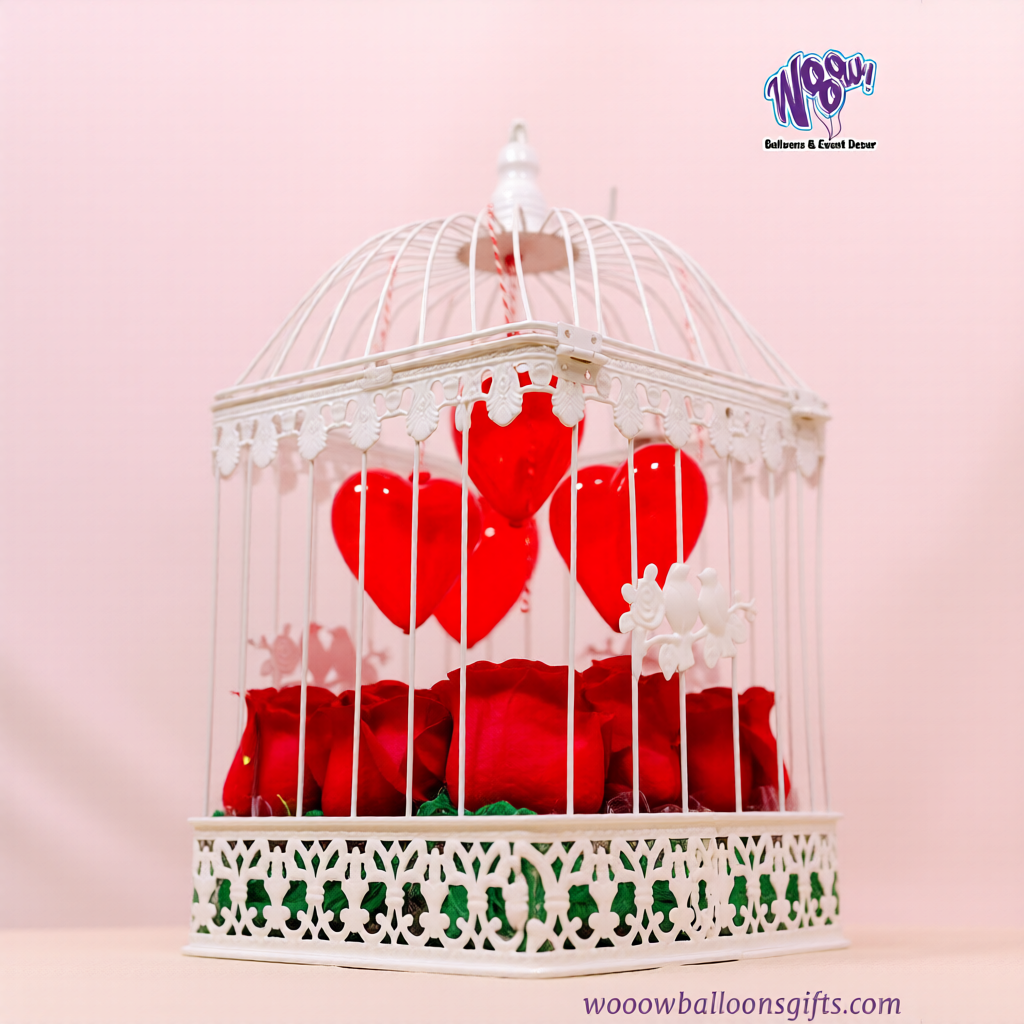 Vintage white birdcage rose arrangement with same-day delivery in Toronto GTA