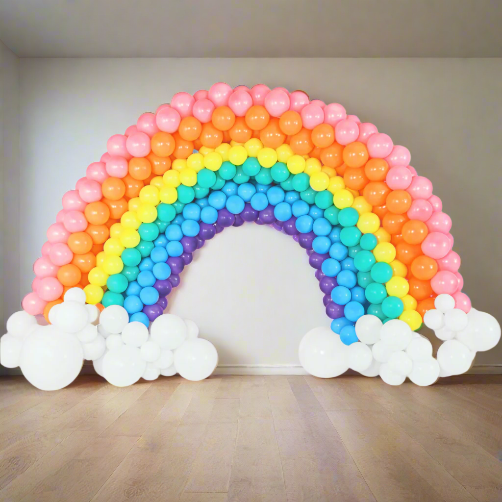 Customizable Balloon Rainbow Arch for events in Toronto, made with biodegradable balloons.