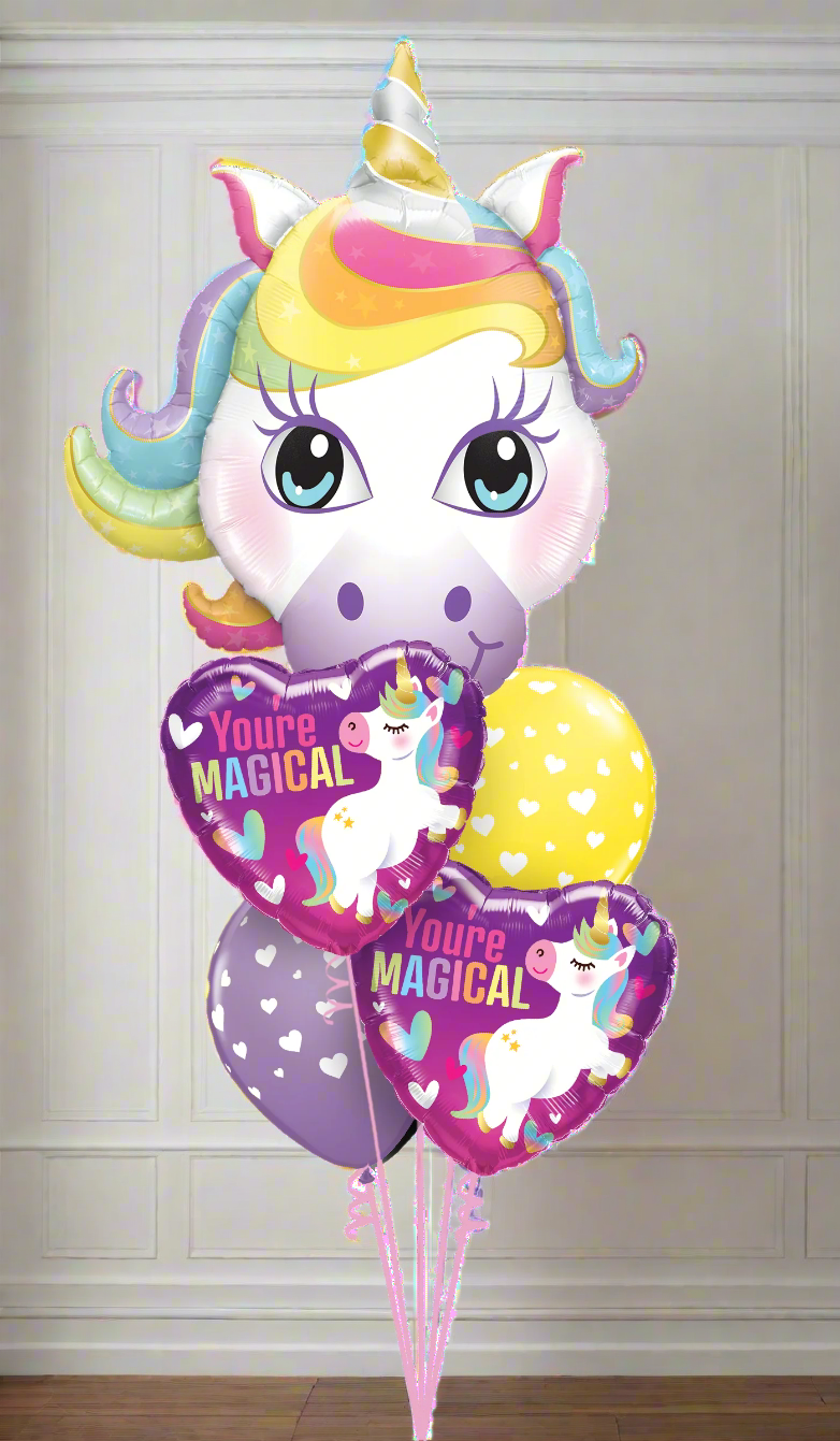 Magical Unicorn Balloon Bouquet with helium-filled balloons in Toronto