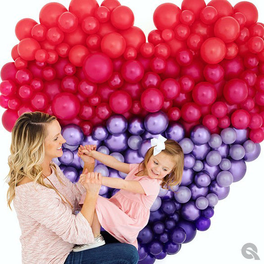 Gradient Balloon Heart Wall in Toronto with biodegradable balloons in 3ft, 6ft, and 9ft sizes.