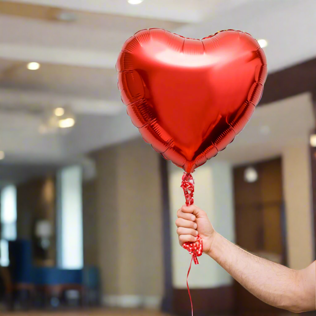 17-inch Foil Balloon Hearts in red for romantic and festive events.