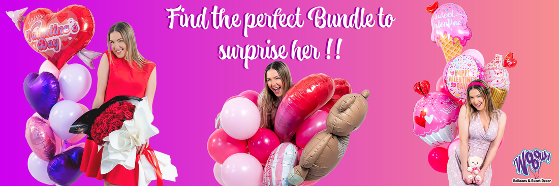 Toronto Valentine’s Day balloon bouquets 2026 banner with heart balloons, teddy bear balloon and roses bundle