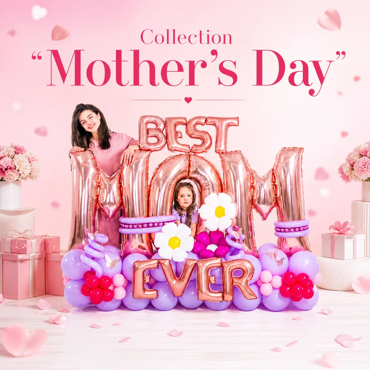 Personalized Mother's Day balloon gifts and decorations in Toronto, including teddy bears and desserts.
