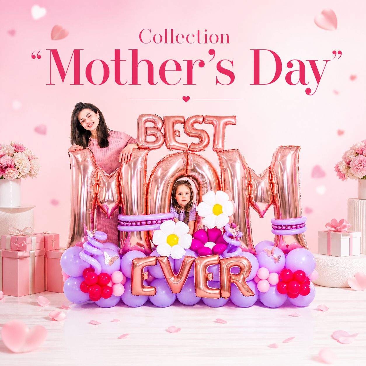 Personalized Mother's Day balloon gifts and decorations in Toronto, including teddy bears and desserts.