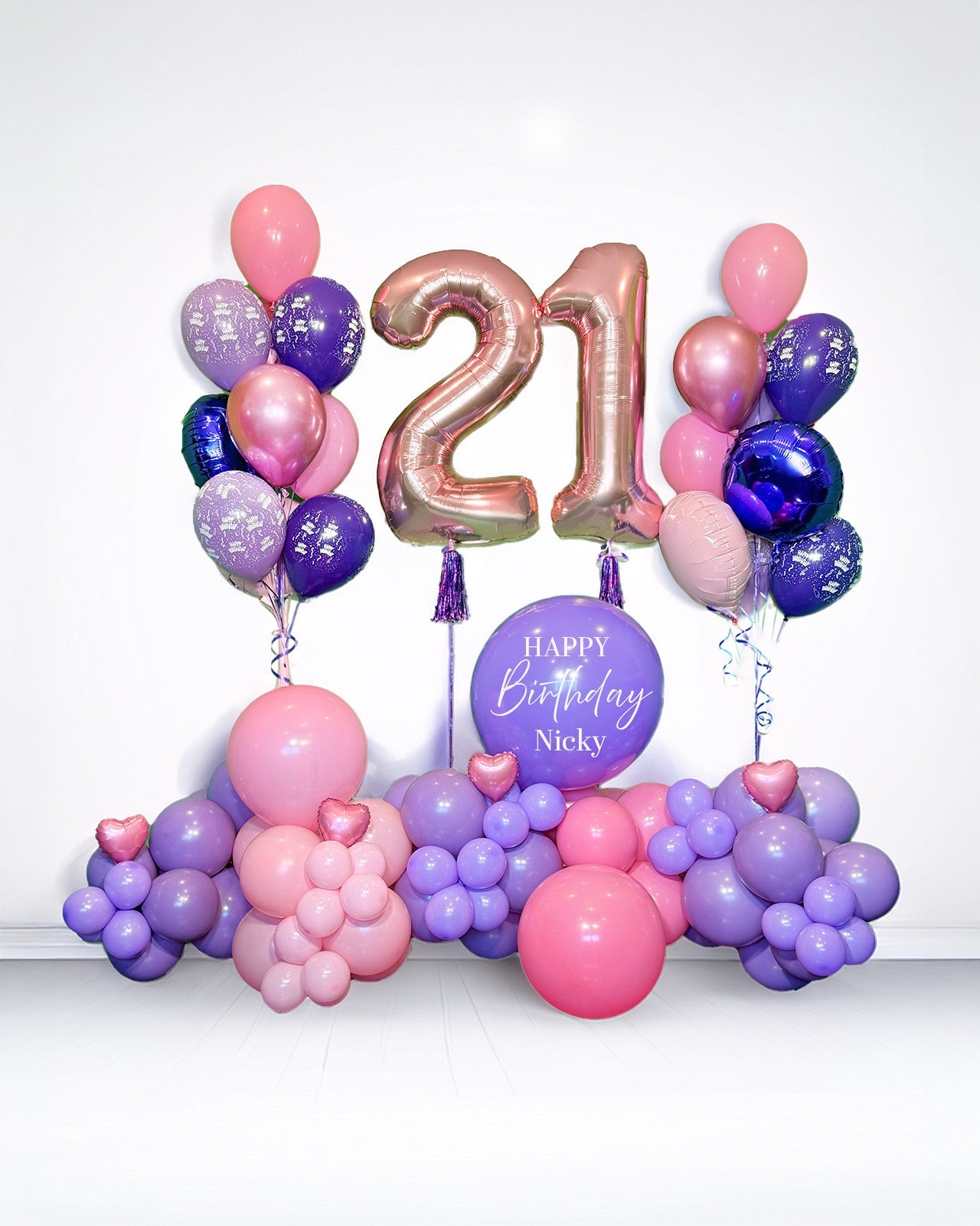 Happy Birthday Balloons Toronto – luxury pink and purple balloon decorations for birthdays, parties, and celebrations by Wooow Balloons