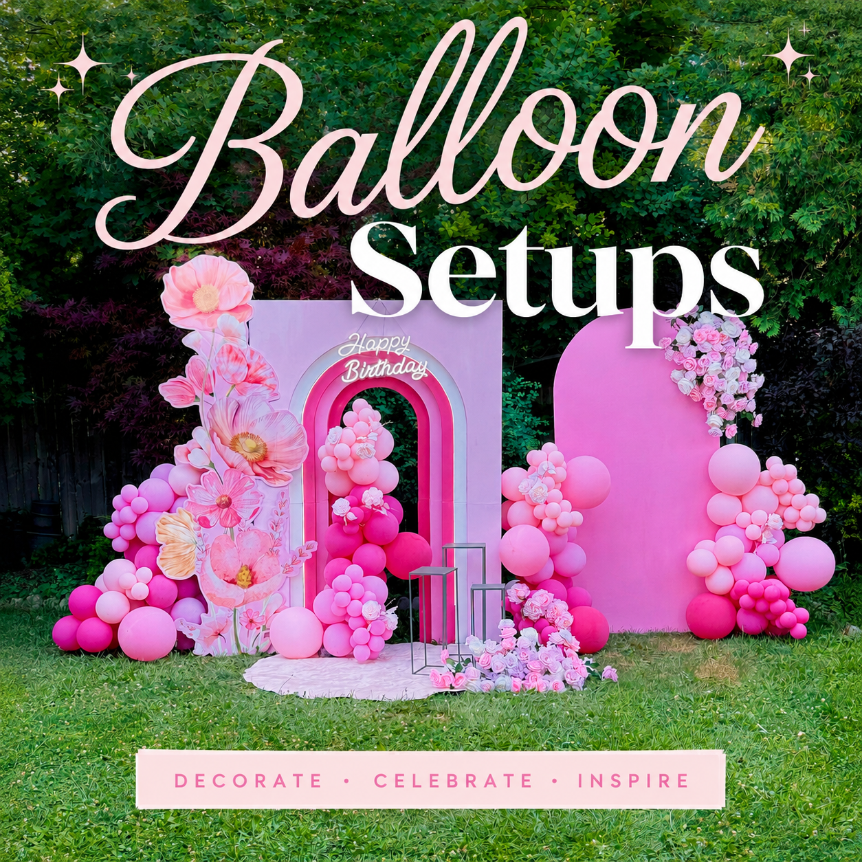 Premium Balloon Setups in Toronto & GTA by Wooow Balloons featuring luxury birthday balloon décor, custom backdrops, organic balloon garlands, and event styling for celebrations.