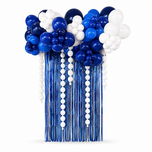 Balloon Curtain Backdrop with Organic Garland