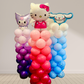 Balloon arch with Hello Kitty and friends on a plain background