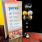 SYSCO Perks banner with balloons on a carpeted floor