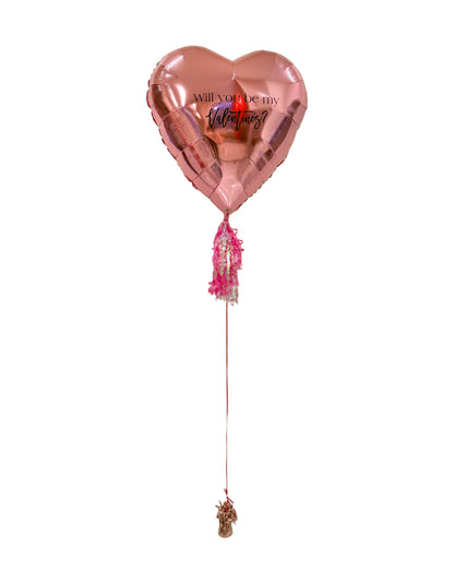 Large 3FT heart-shaped balloon with custom text and tassel for elegant event decor.