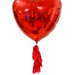 Large 3FT heart-shaped balloon with custom text and tassel for elegant event decor.