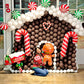 Gingerbread Balloon House with festive balloons and holiday decorations.