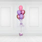 Pink and purple 7-balloon bouquet Toronto – Elegant helium balloon arrangement with metallic finish by Wooow Balloons Toronto.