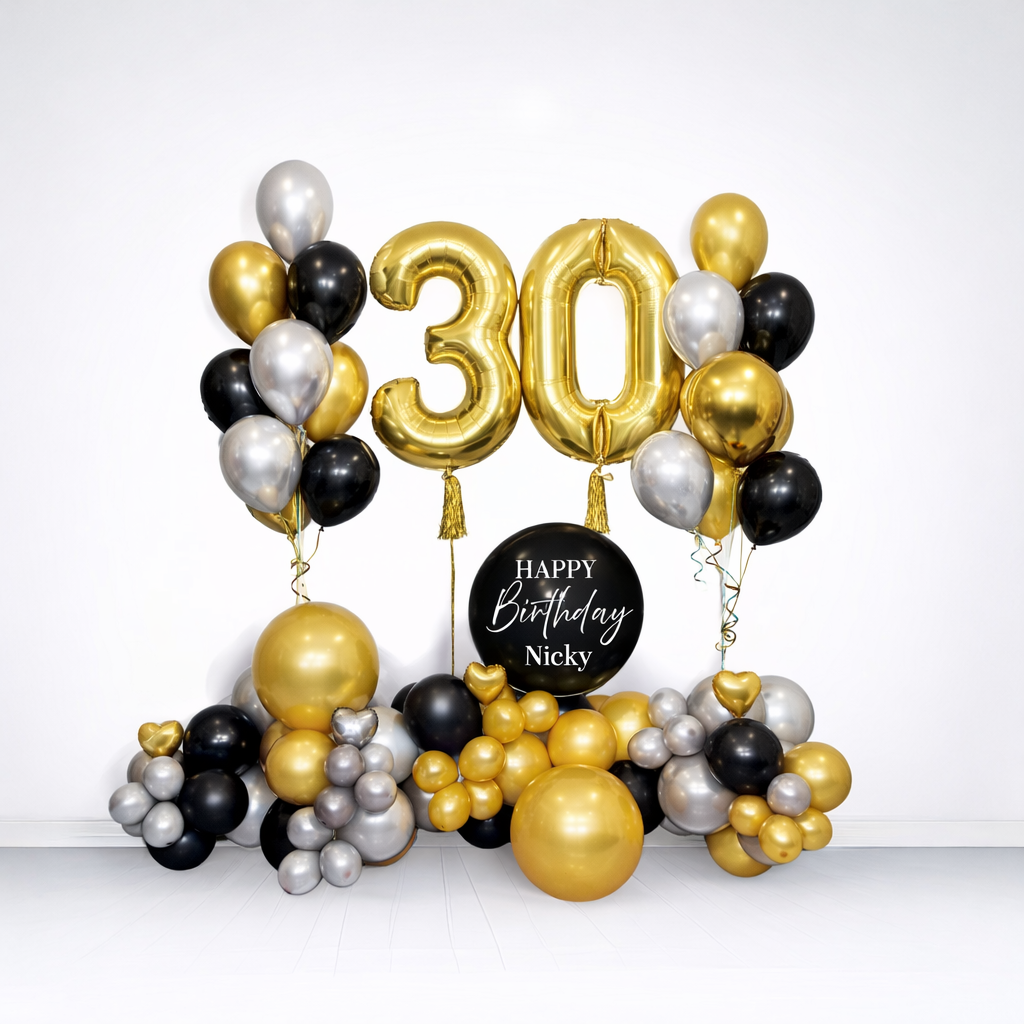 Luxury birthday balloon decoration with personalized message balloon – Birthday Balloons Toronto