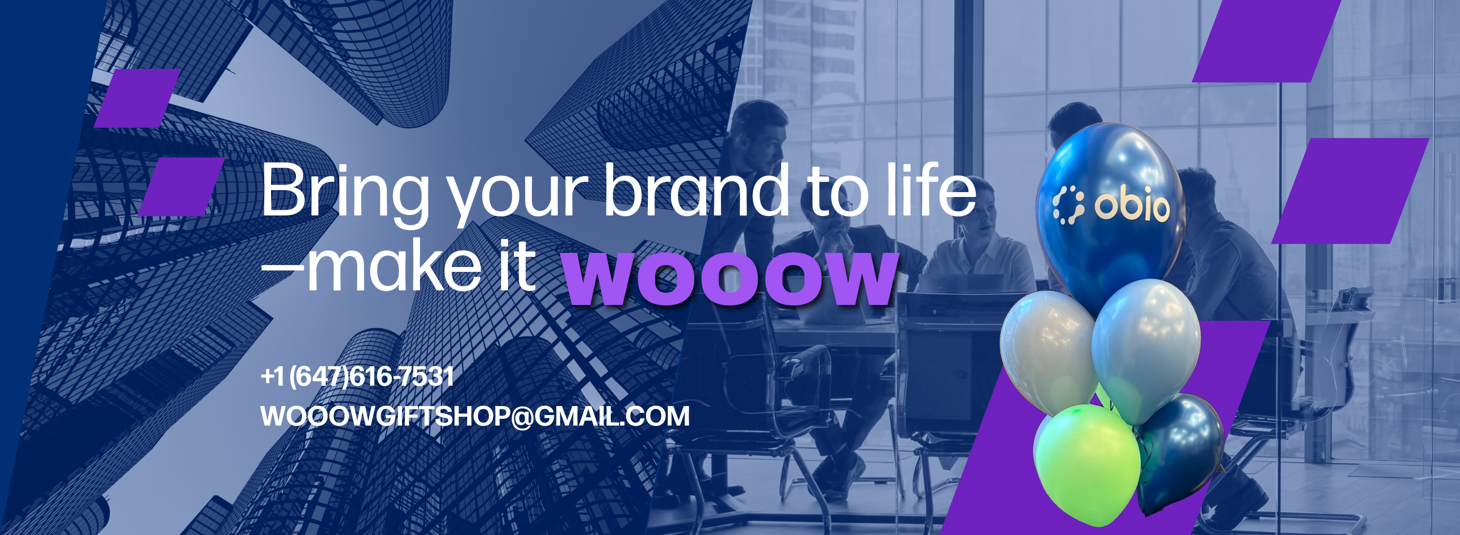 Corporate balloons with logos in Toronto with same-day delivery by Wooow Balloons.