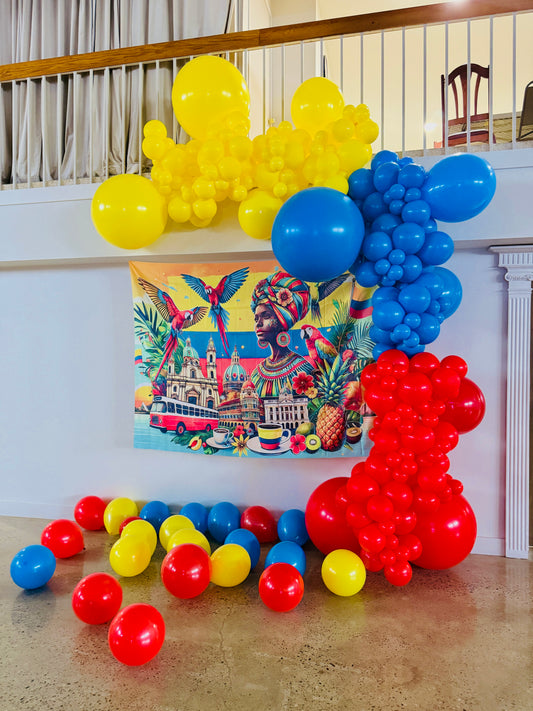 Colourful Balloon Garland with colombia fag colours made in Toronto