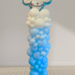 Balloon column with cartoon character head on a plain background