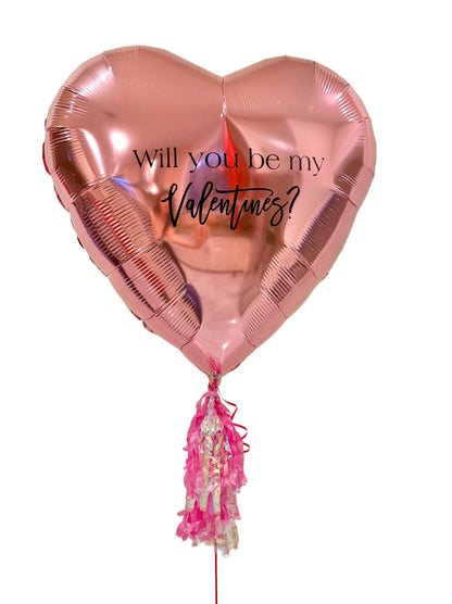 Large 3FT heart-shaped balloon with custom text and tassel for elegant event decor.