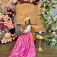 Luxury spring floral balloon garland with blush, gold, and greenery for elegant event decor.