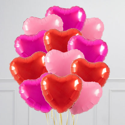 A bouquet of colorful 17-inch helium-filled heart balloons in various colors in Toronto.