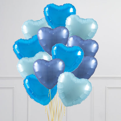A bouquet of colorful 17-inch helium-filled heart balloons in various colors for same-day delivery in Toronto.
