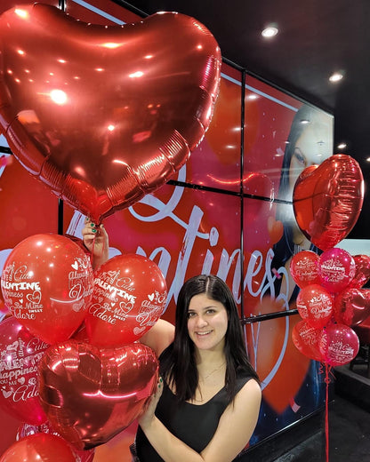 Helium Jumbo Heart Bouquet with red hearts for valentine's day toronto