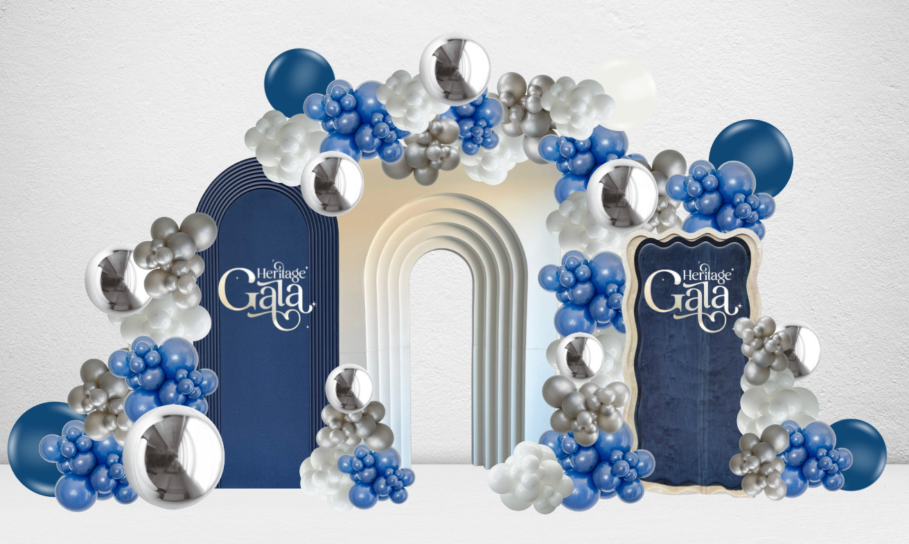 Luxury Gala Balloon Set Up with custom balloon garlands and backdrops in Toronto
