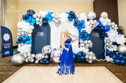 Luxury Gala Balloon Set Up with custom balloon garlands and backdrops in Toronto
