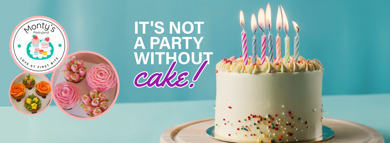 It's not a party without cake, try the most delicious cake by chef Monty's purchase today at Wooow Balloons.