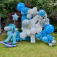 New Baby Born Balloon Decor setup with blue and silver balloons and a rocking horse balloon in Toronto