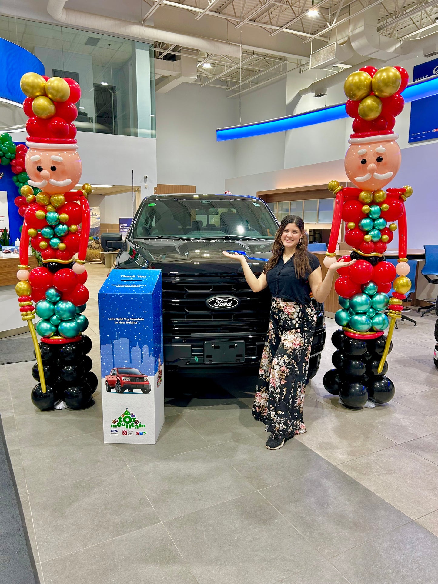 Nutcracker Balloon Sculpture in vibrant festive colors, 7-8 ft tall, ideal for Christmas events in Toronto